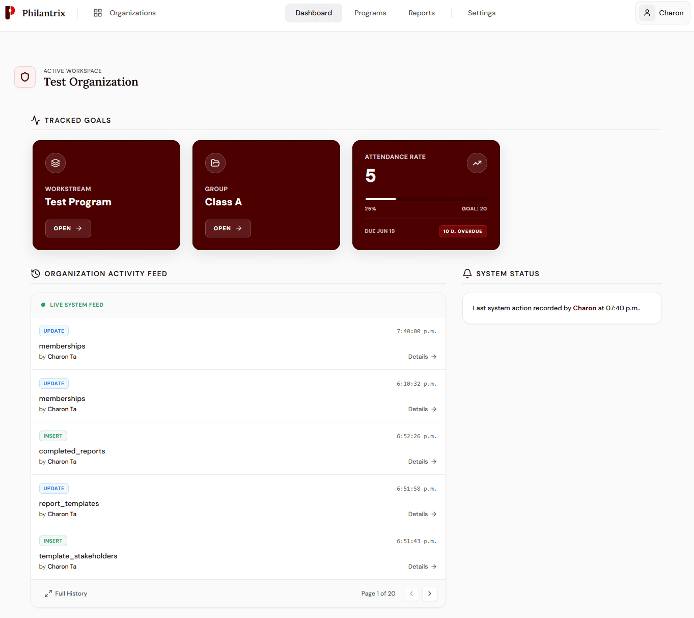 Philantrix Dashboard